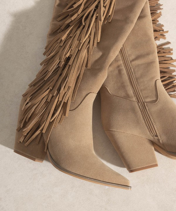 OUT WEST-KNEE-HIGH FRINGE BOOTS