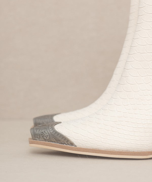 ZION-BOOTIE WITH ETCHED METAL TOE