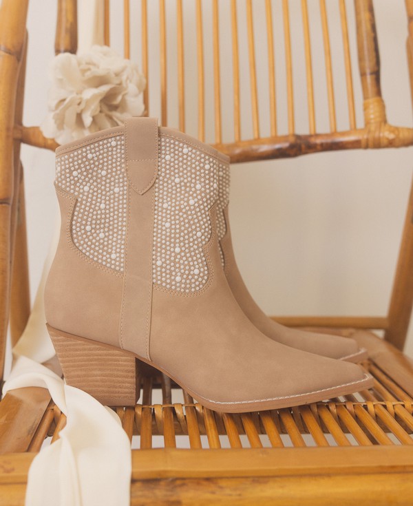 CANNES-PEARL STUDDED WESTERN BOOTS