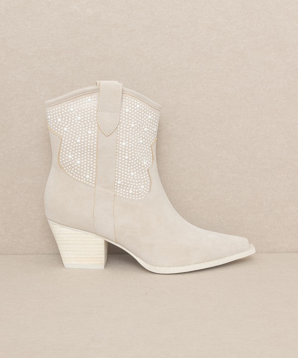 CANNES-PEARL STUDDED WESTERN BOOTS