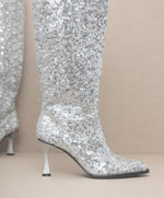JEWEL-KNEE HIGH SEQUIN BOOTS
