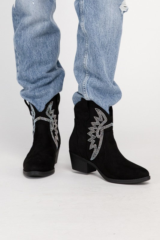 RONAN-RHINESTONE WESTERN BOOTIES