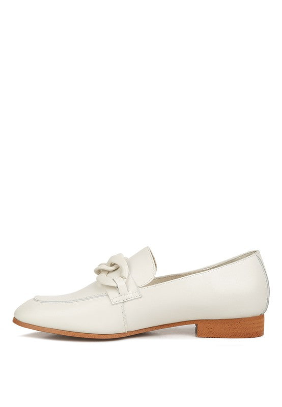 MERVA CHUNKY CHAIN LEATHER LOAFERS