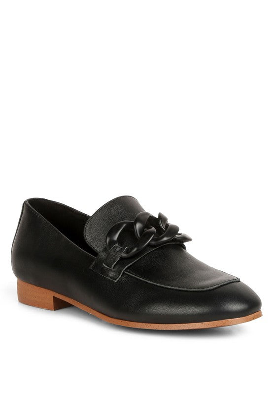 MERVA CHUNKY CHAIN LEATHER LOAFERS