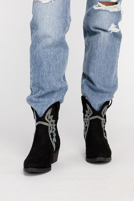 RONAN-RHINESTONE WESTERN BOOTIES