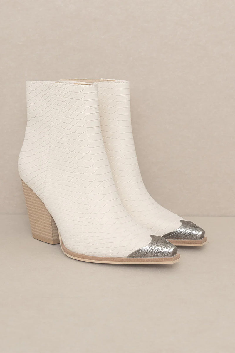 ZION-BOOTIE WITH ETCHED METAL TOE