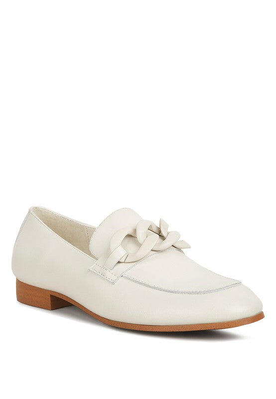 MERVA CHUNKY CHAIN LEATHER LOAFERS