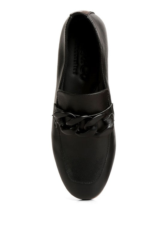 MERVA CHUNKY CHAIN LEATHER LOAFERS