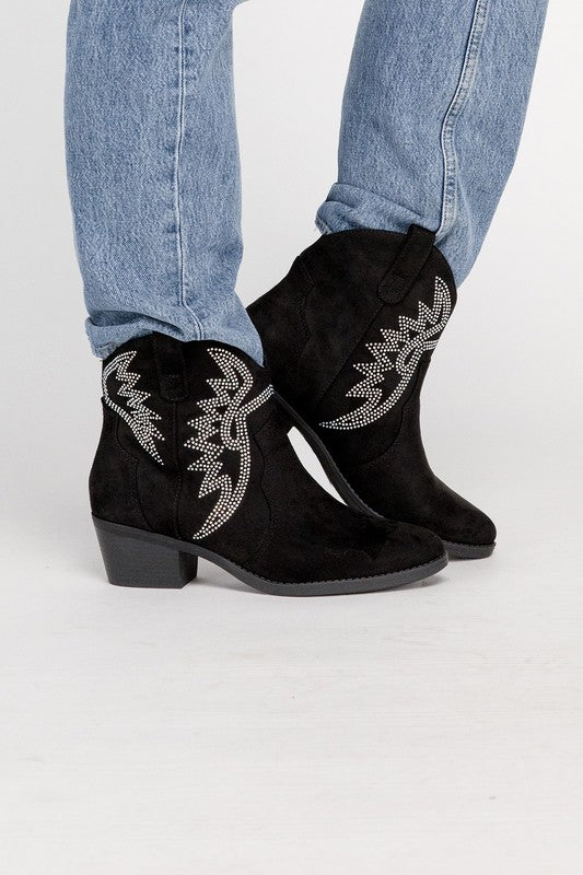 RONAN-RHINESTONE WESTERN BOOTIES