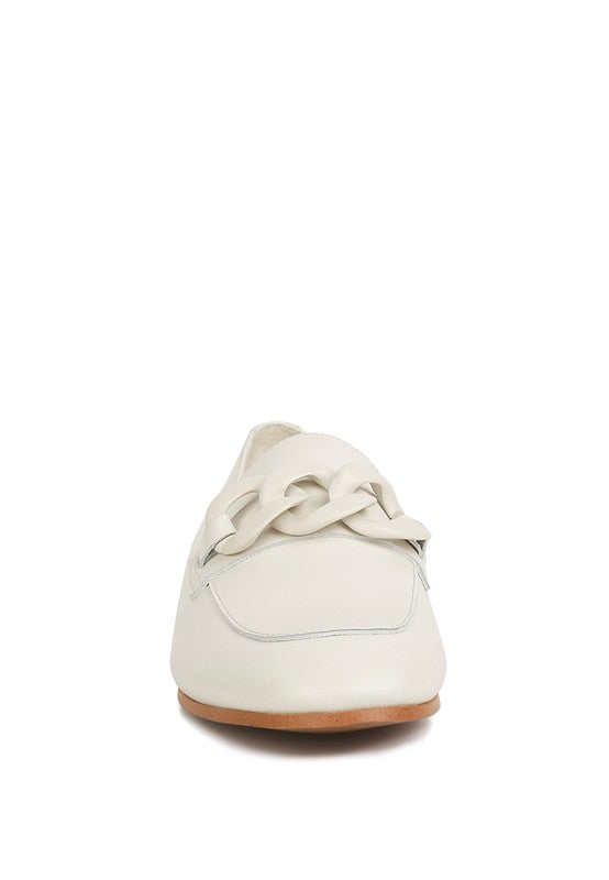 MERVA CHUNKY CHAIN LEATHER LOAFERS