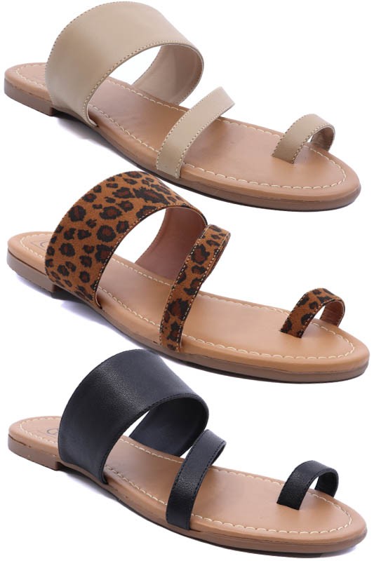 TOE RING SLIDE SANDALS